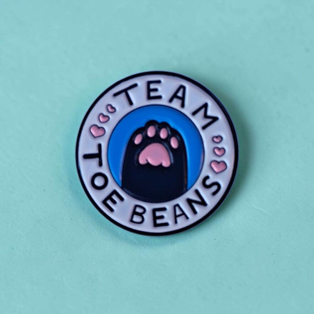 "Team Toe Beans" Cat Paw Enamel Pin | Cute Pink & Blue Kawaii Lapel Badge